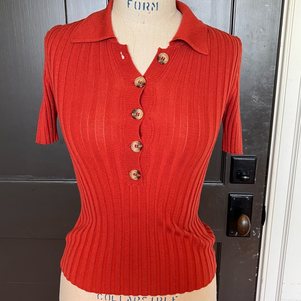 Forever 21 - Bright Red Polo Button Up Short Sleeve Women’s S
